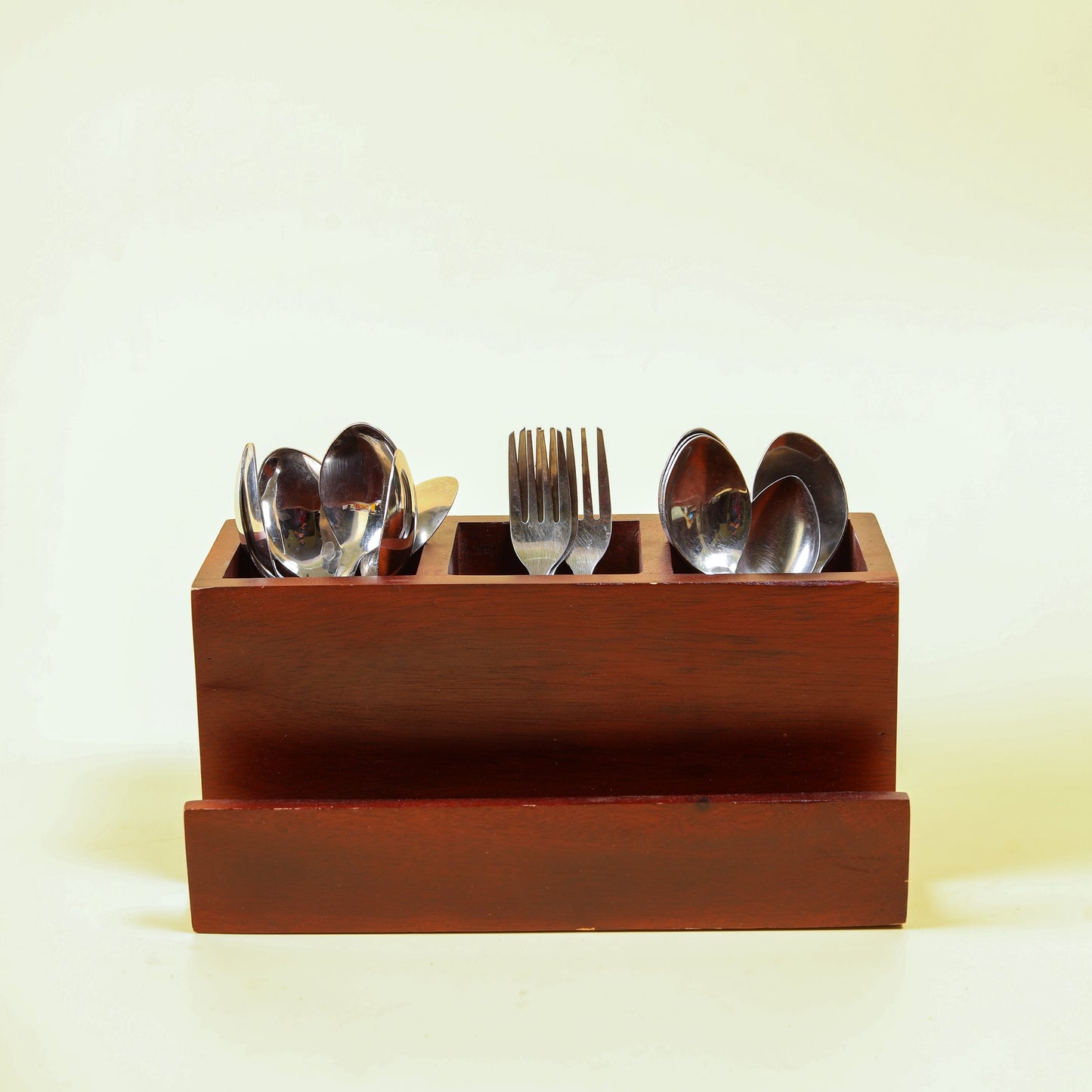 Wooden Cutlery Holder with Compartments | Kitchen Utensil Organizer | Wooden Spoon & Fork Storage Stand