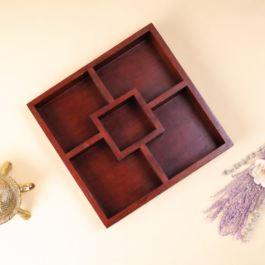 Wooden Compartment Platter | Decorative Wooden Serving Tray